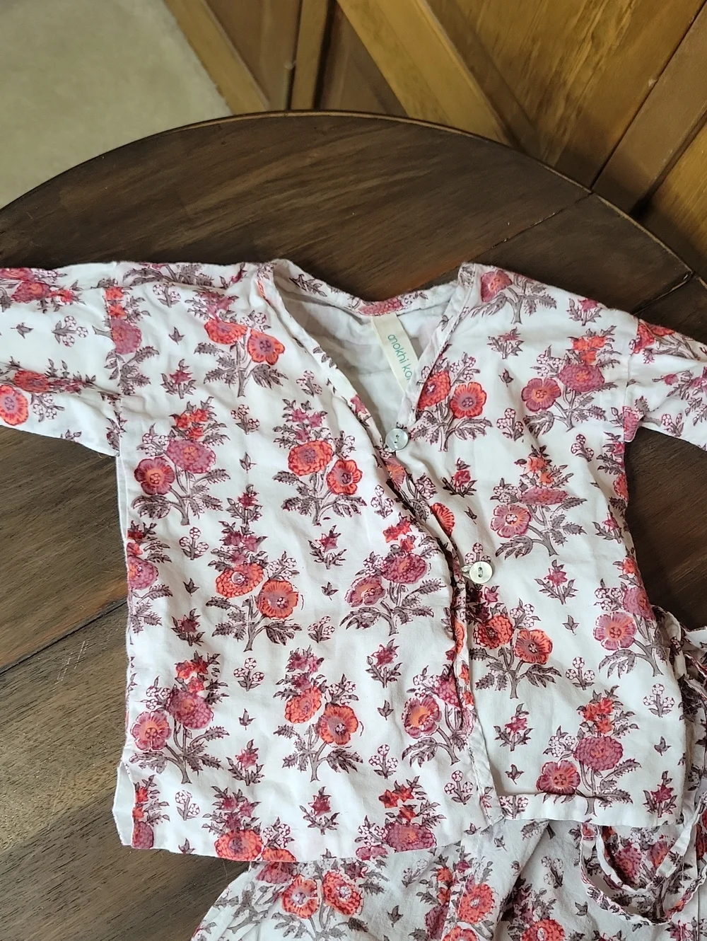 Anokhi Koki Infant 100% Cotton Kimino & Pants Set Sz 6-12M